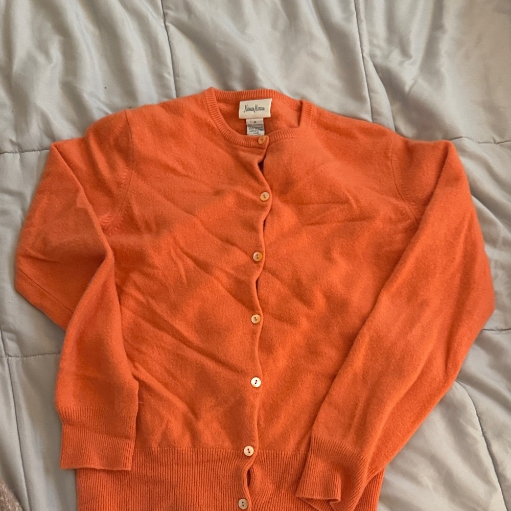 Neiman Marcus Vibrant Orange Women's Cardigan